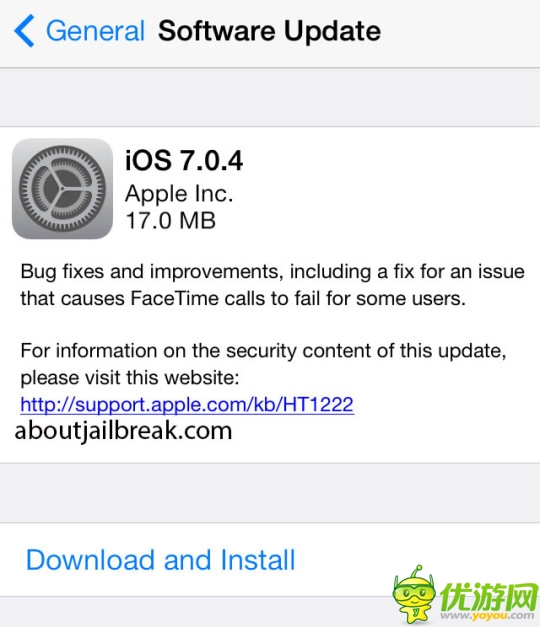 蘋果發(fā)布iOS 7.0.4更新 倆大神說不影響越獄